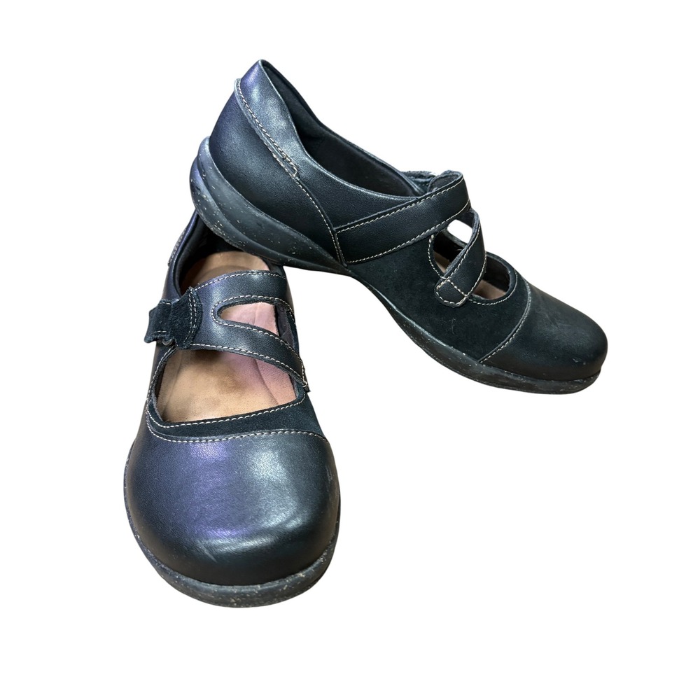 Clarks Black Leather Mary Jane Comfort Shoes Women's 9.5